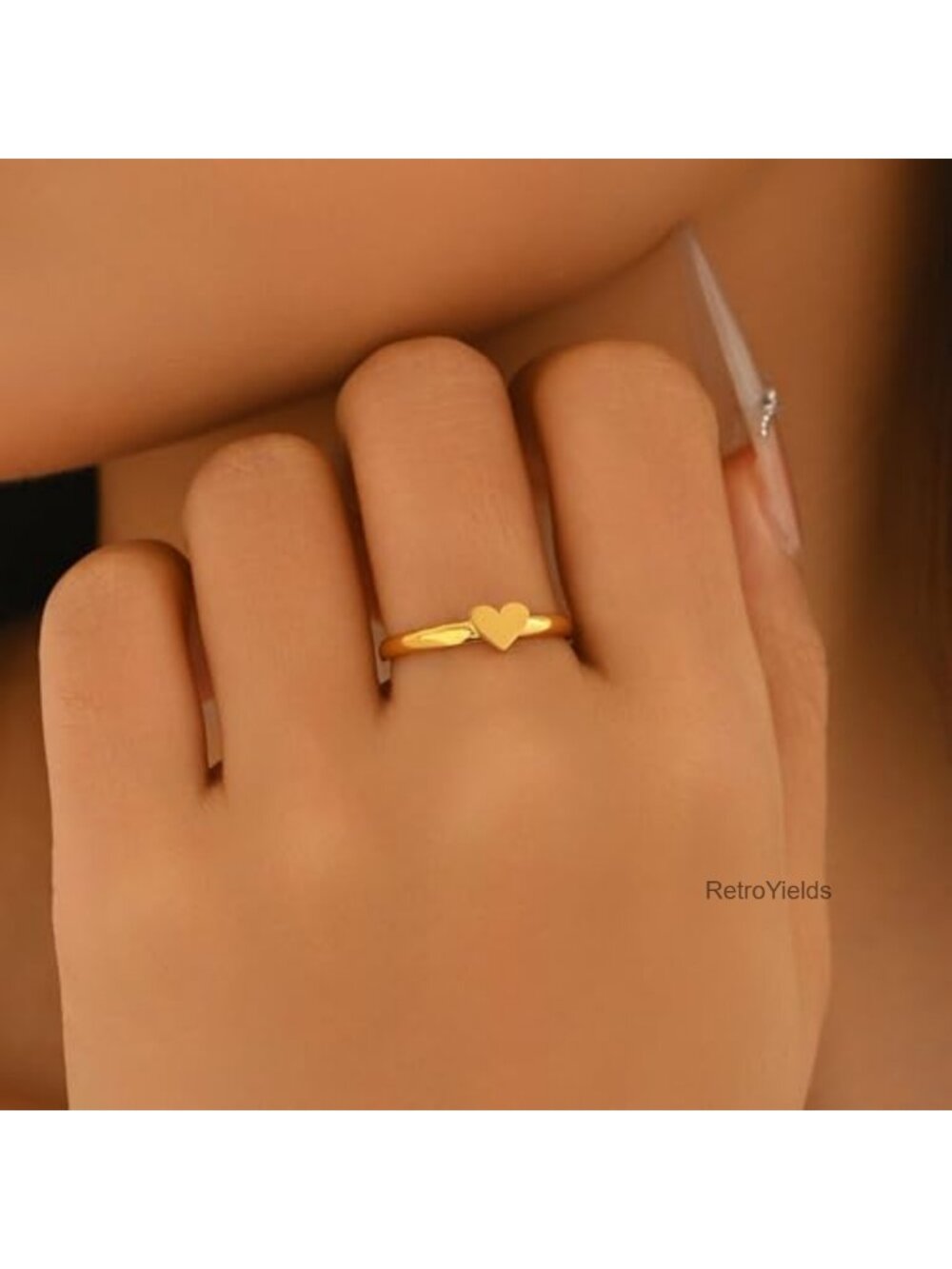 Matching Heart Rings for Couples Stainless Steel Promise Rings Set - Picture 4 of 6